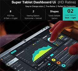 UI设计－平板程序界面(数据类)：Super Tablet Dashboard Ui